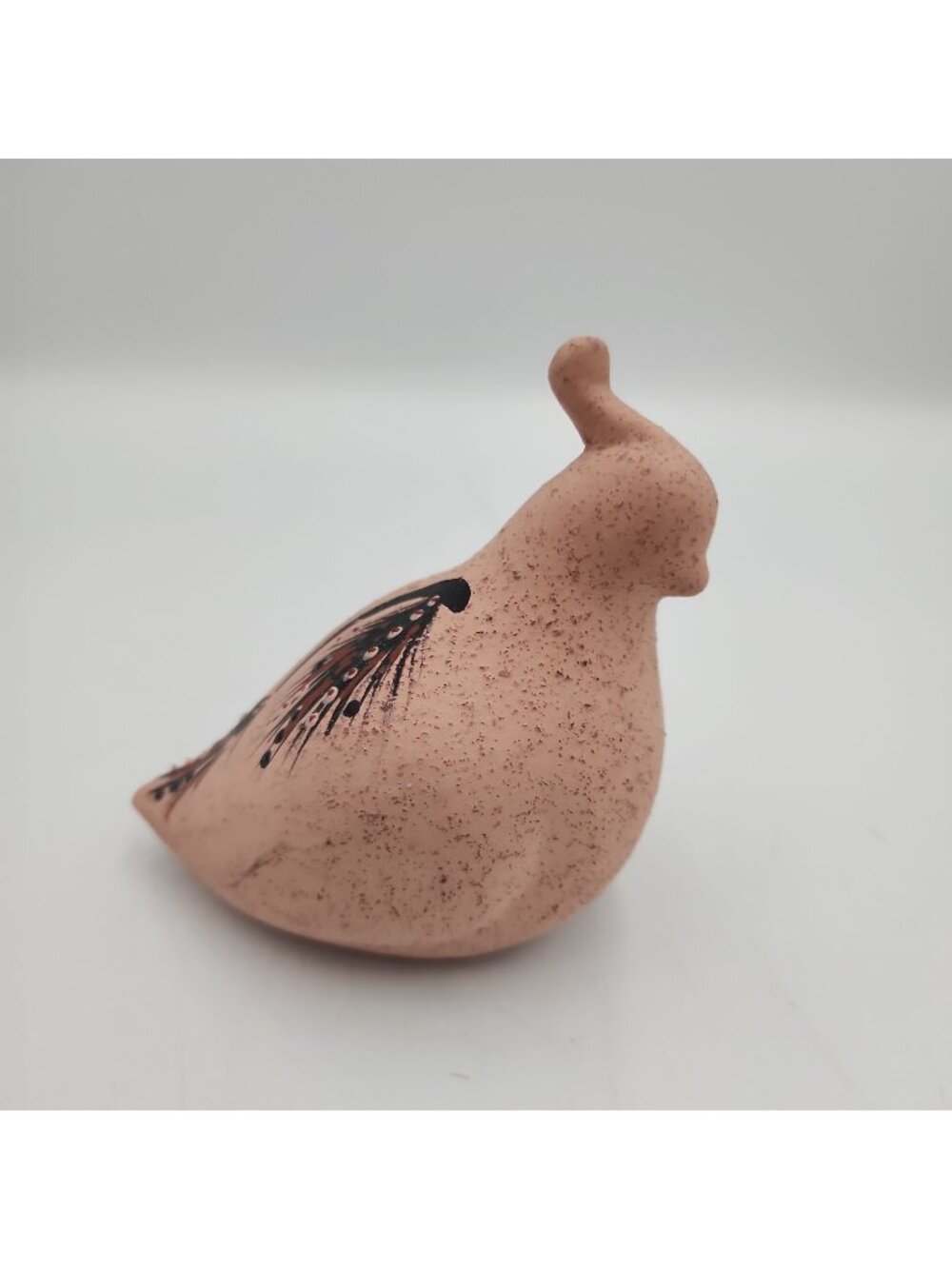 Vintage Mexico Pottery Bird, Pheasant,  Patridge, Quail, Folk Art 4" Feather